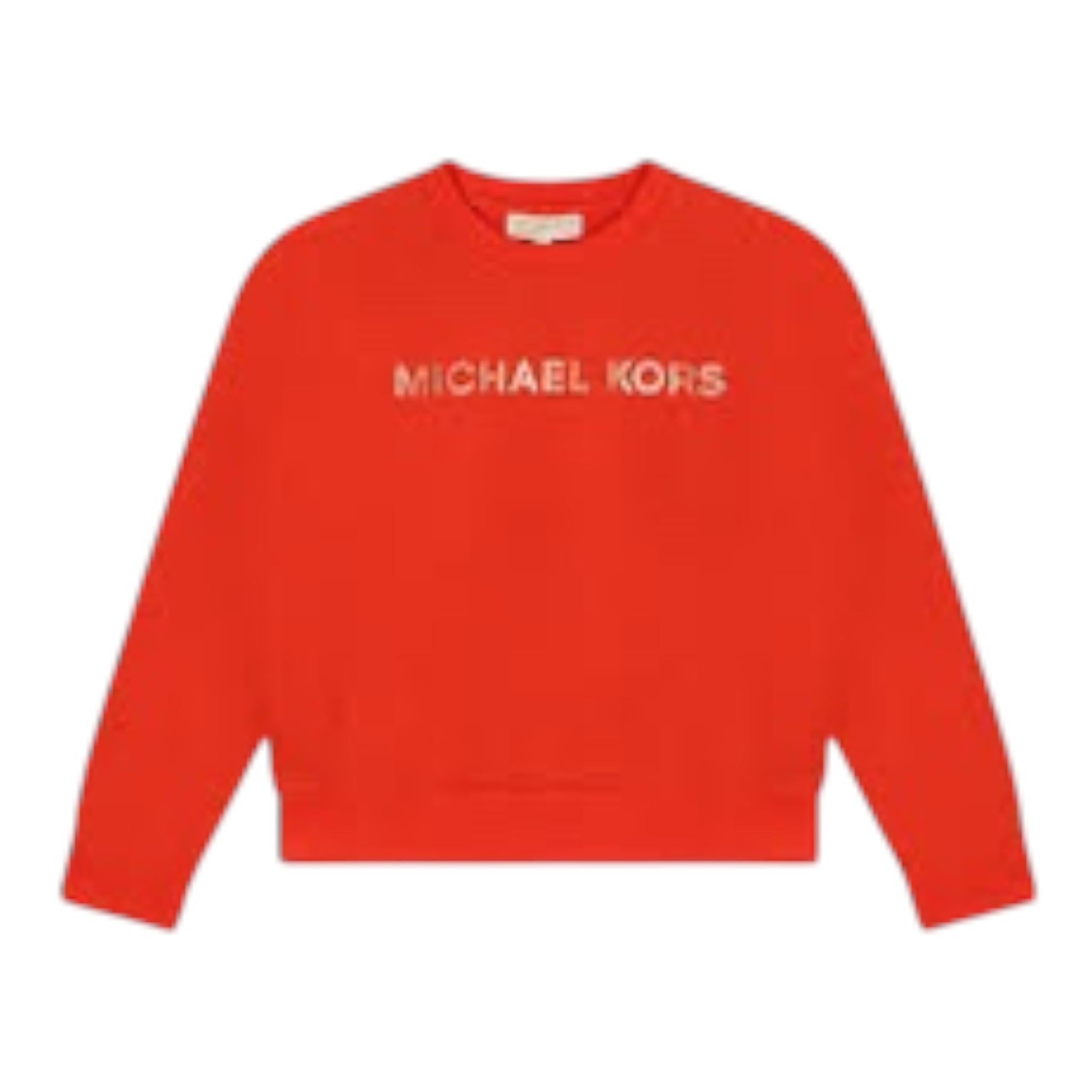 MICHAEL KORS felpa girocollo tinta unita con stampa Arancione per Bambina R30149 ARANCIONE MICHAEL KORS 