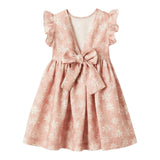 Il Gufo Abito Giromanica Tinta Unita con Fantasia Fiori per Bambina P25VM775L4002 ROSA IL GUFO 