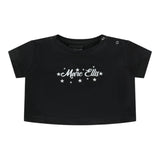 Marc Ellis Solid Color Crew Neck T-Shirt With Black Logo For Baby Girls
