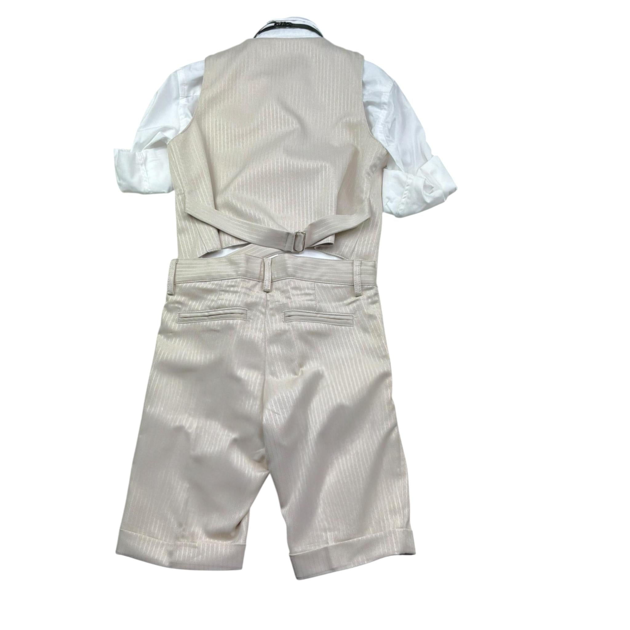 Mai'S Kids Completo 4 Pezzi Camicia--Gilet-Pantalone-Papillions per Bambino ANDREASX BEIGE MAI'S KIDS 