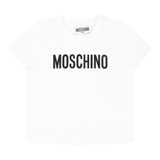Moschino T-Shirt Girocollo Tinta Unita con Stampe In Contrasto per Neonato MUM04FX BIANCO MOSCHINO 