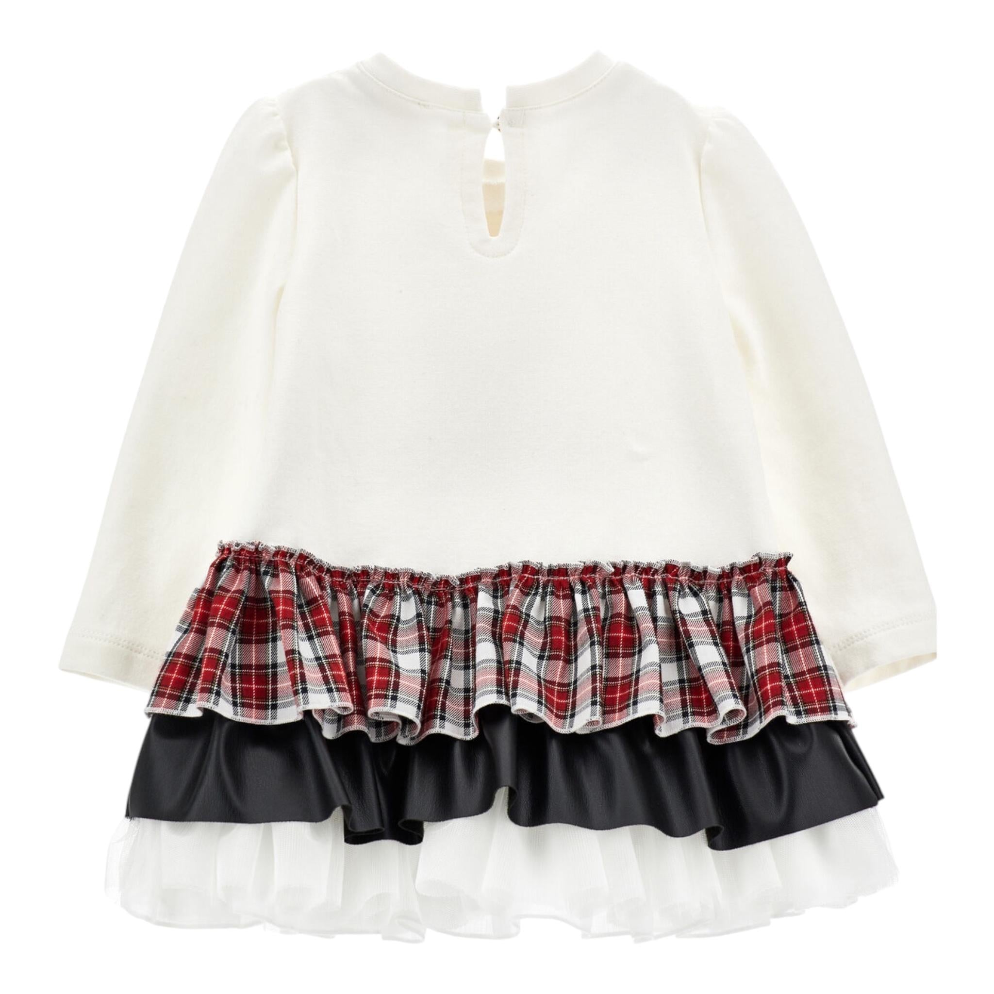 ELISABETTA FRANCHI abito felpa girocollo tinta unita con balze Bianco per Bambina 19D922 BIANCO MONNALISA 