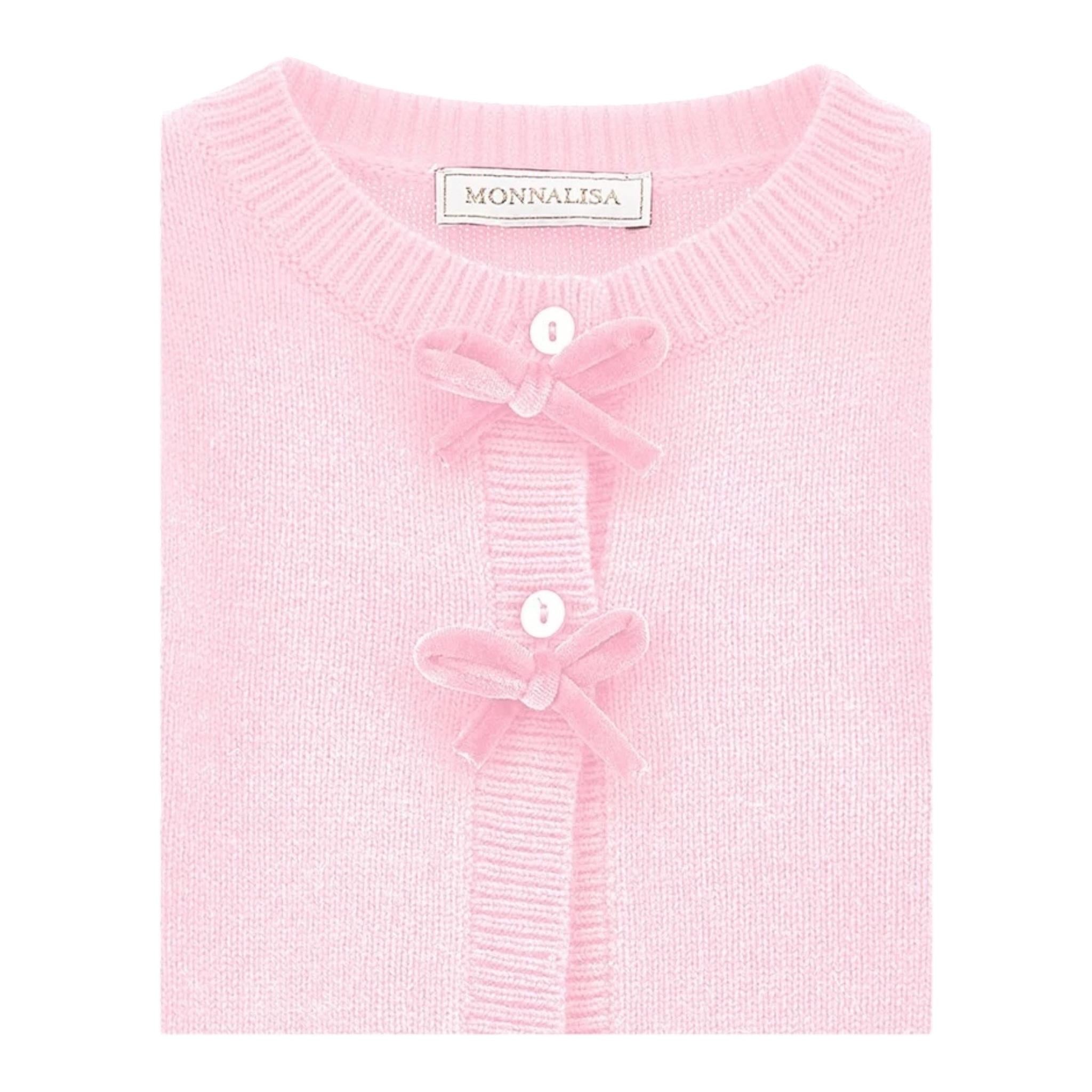 MONNALISA cardigan tinta unita con fiocchi Rosa per Neonata 39D803 ROSA MONNALISA 