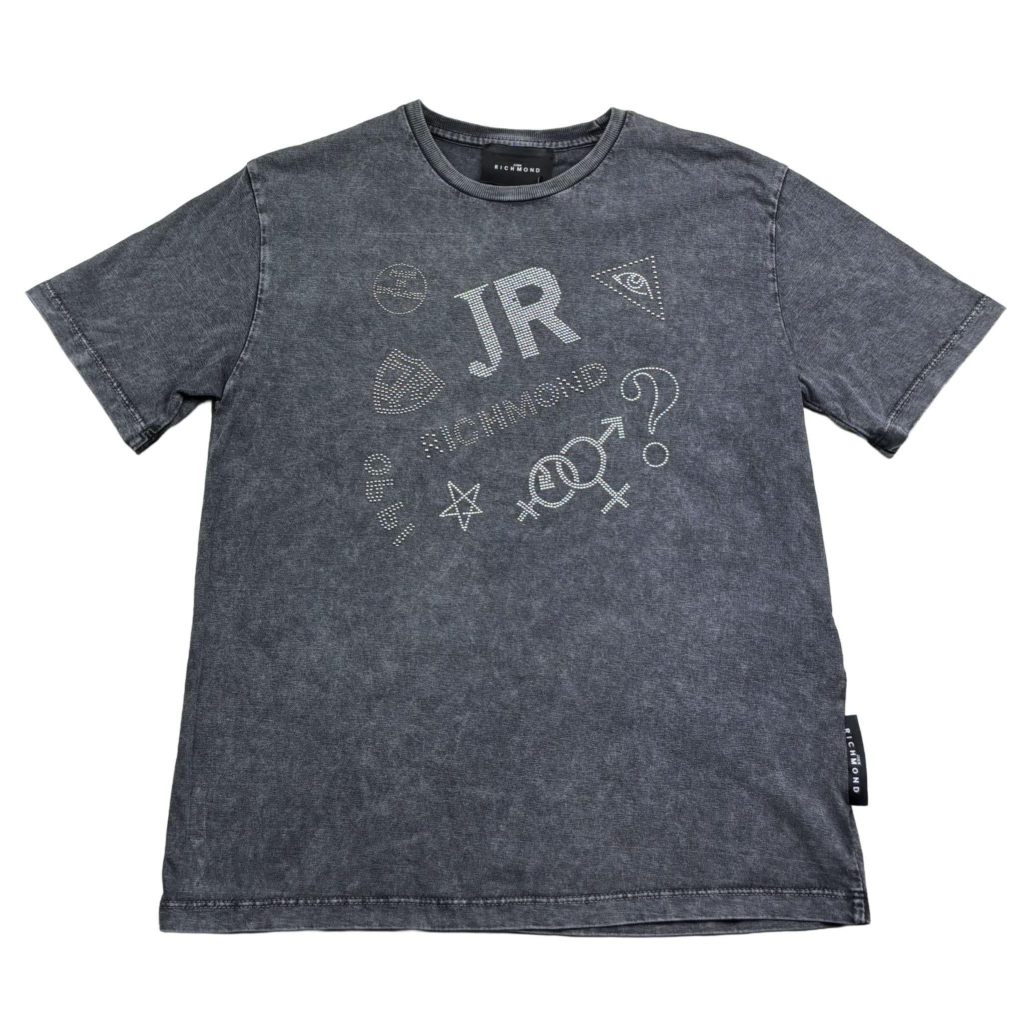 John Richmond T-Shirt Girocollo Tinta Unita con Applicazioni per Bambino RBP26172TS GRIGIO JOHN RICHMOND 