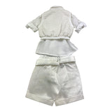 Baby A. Complete 4 Piece Shirt Body-Vest-Bermuda-Bow Ties White For Newborn