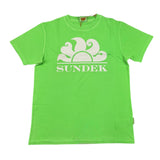Sundek Solid Color Crew Neck T-Shirt With Green Print For Boys