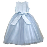Bella Brilli Solid Color Sleeveless Formal Dress With Light Blue Tulle For Girls