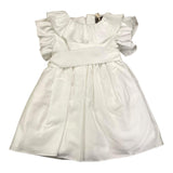 Little Bear Solid Color Half Sleeve Dress With White Belt For Baby Girl