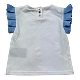 Trussardi T-Shirt Girocollo Tinta Unita con Maniche In Contrasto per Neonata TIP26128TS BIANCO TRUSSARDI 