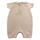 Little Bear Solid Color Half Sleeve Romper With Contrast Collar Pink For Baby Girl