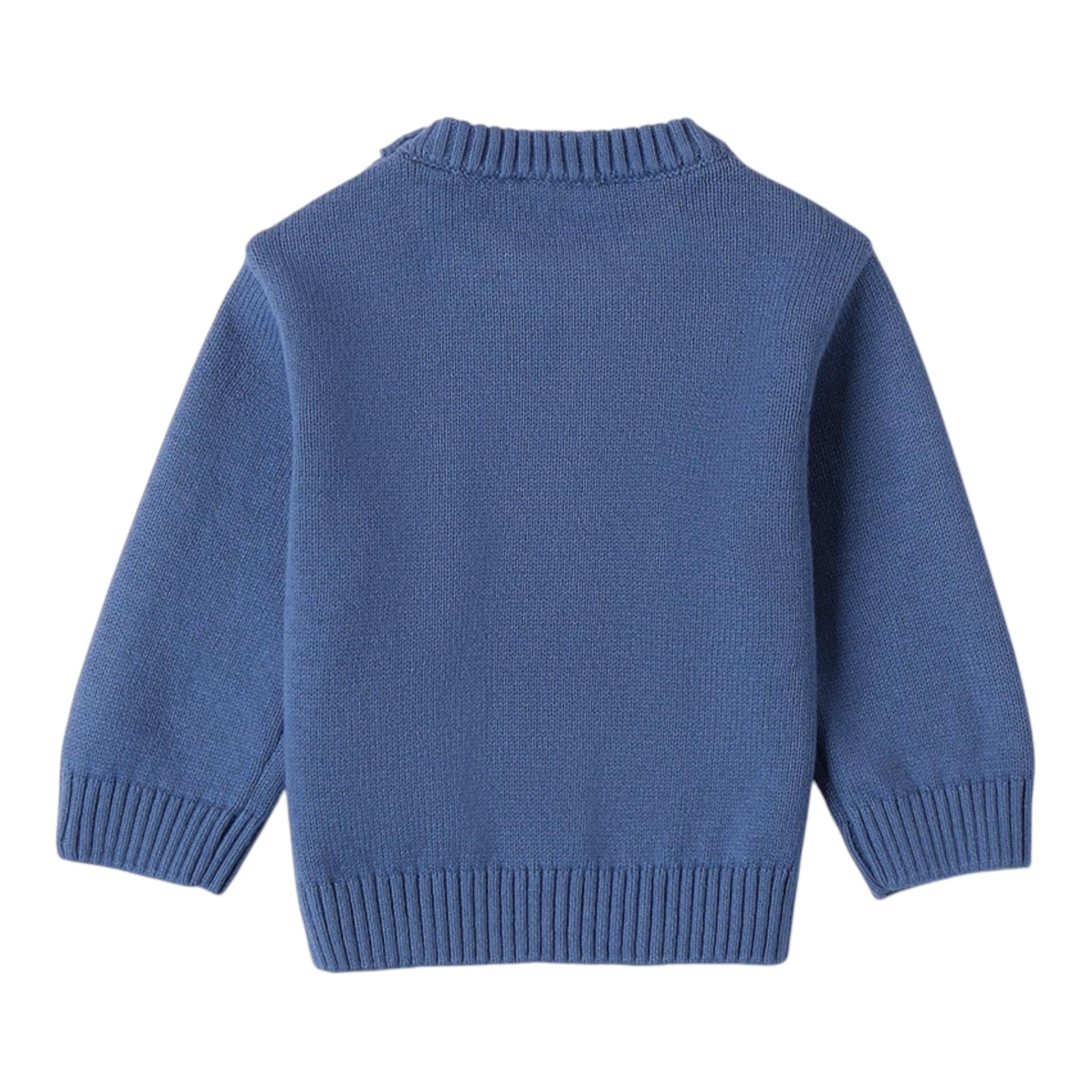 MINI BANDA maglia girocollo tinta unita Blu per Neonato 3A666 BLU MINI BANDA 