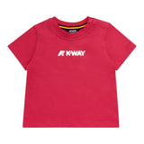 K-Way Solid Color Crew Neck T-Shirt with Strawberry Logo for Baby Girls