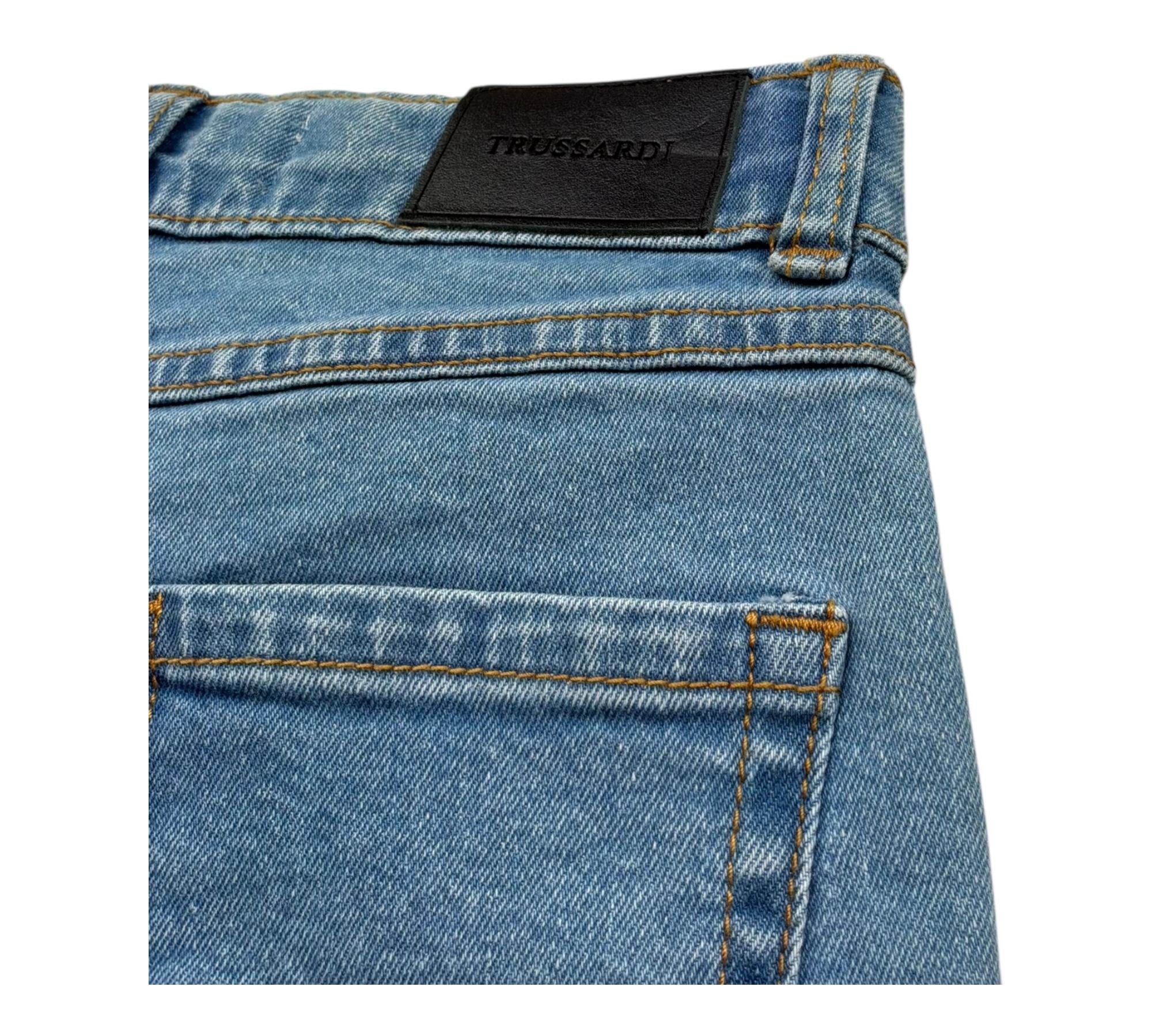 Trussardi Bermuda In Denim Tinta Unita con Girovita Regolabile per Bambino TBP26021BE AZZURRO TRUSSARDI 