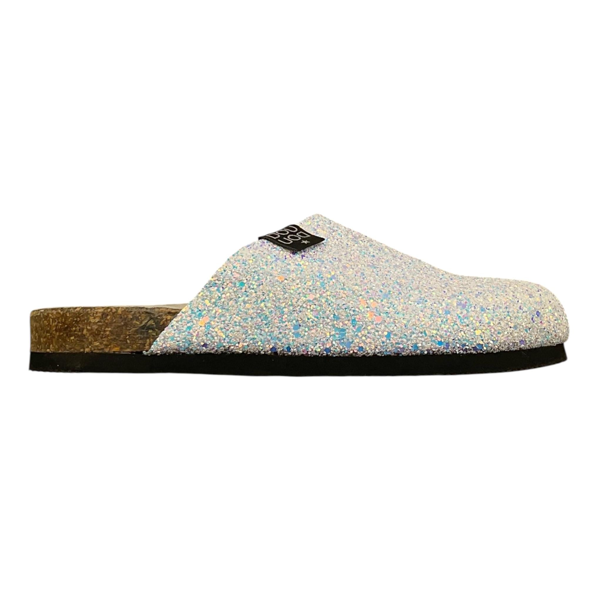 Dou Dou Ciabatta Tinta Unita con Brillantini per Bambina BIRKY386 BIANCO DOU DOU 
