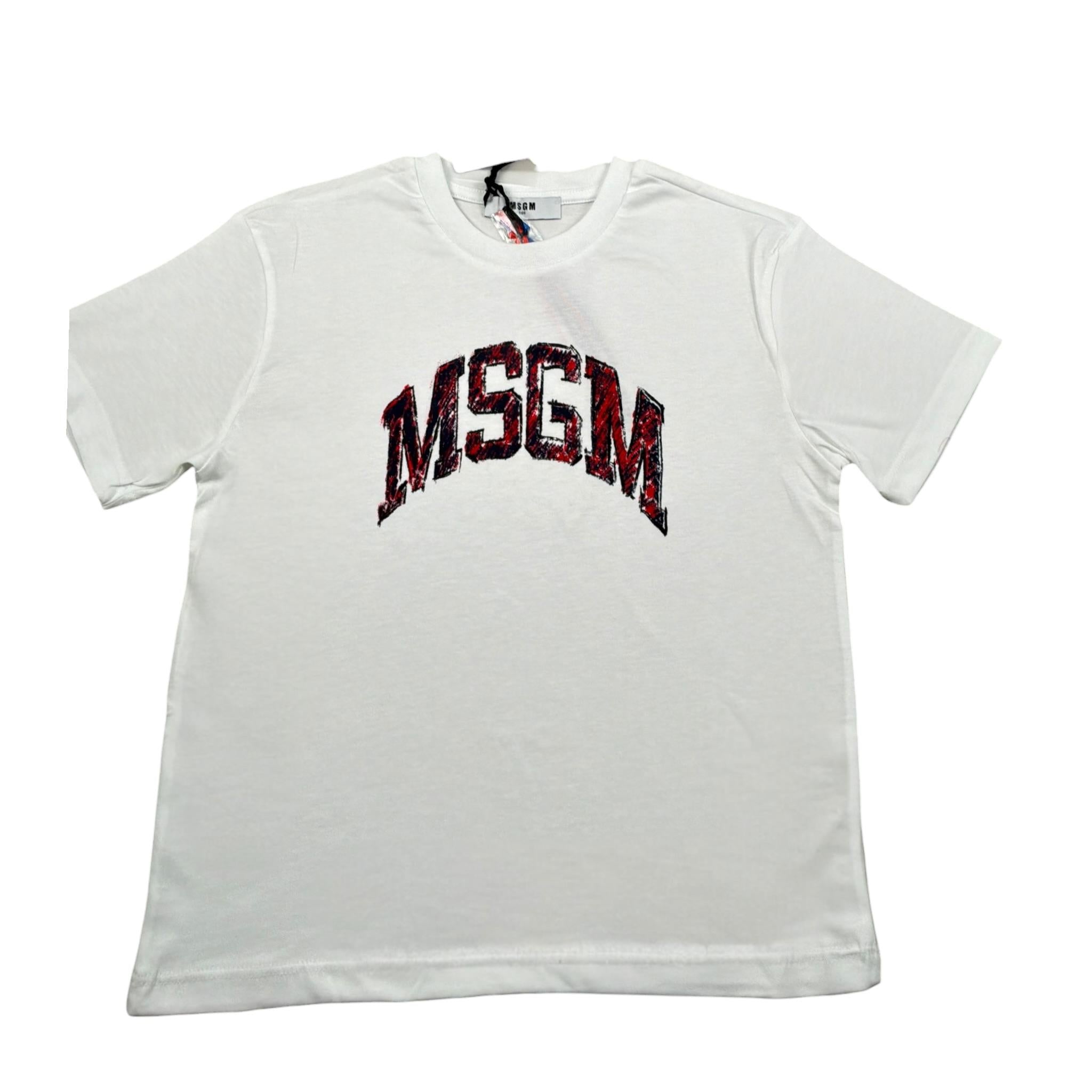 Msgm T-Shirt Girocollo Tinta Unita con Stampa per Bambina S5MSJGTH255 BIANCO MSGM 