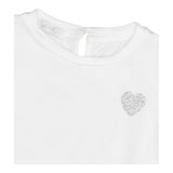 M+E' Solid Color Crew Neck T-Shirt with Contrast Print White for Baby Girls