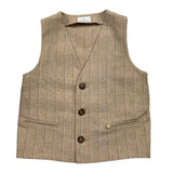 Manuel Ritz Solid Color Vest With Beige Striped Pattern For Boys