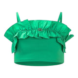 Twinset Solid Color Strapless Top With Green Ruffles For Girls