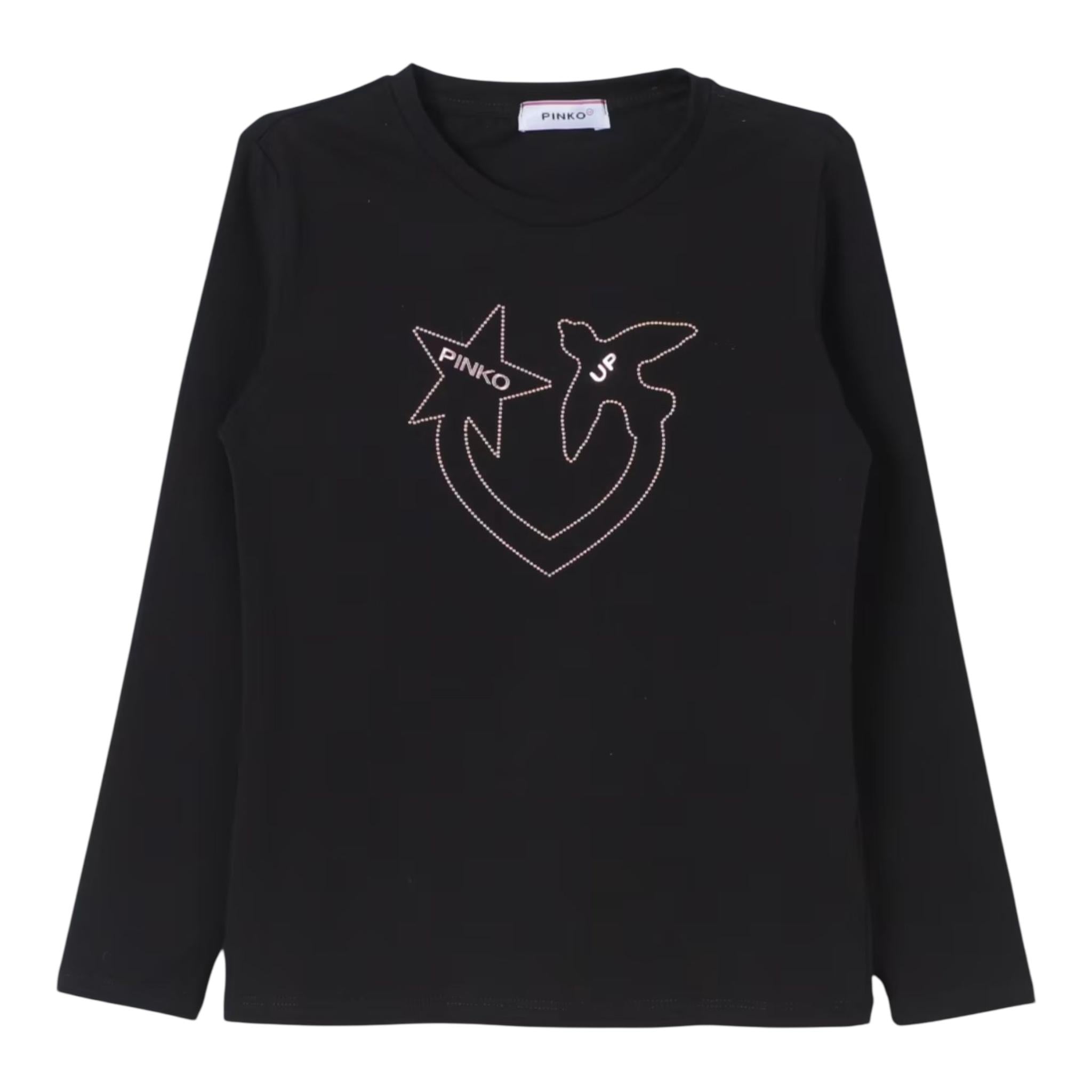 PINKO shirt girocollo tinta unita con stampa Nero per Bambina F4PIJGTH053 NERO PINKO 
