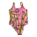 Mousse One Piece Swimsuit Solid Color with Contrast Prints Pink for Girls