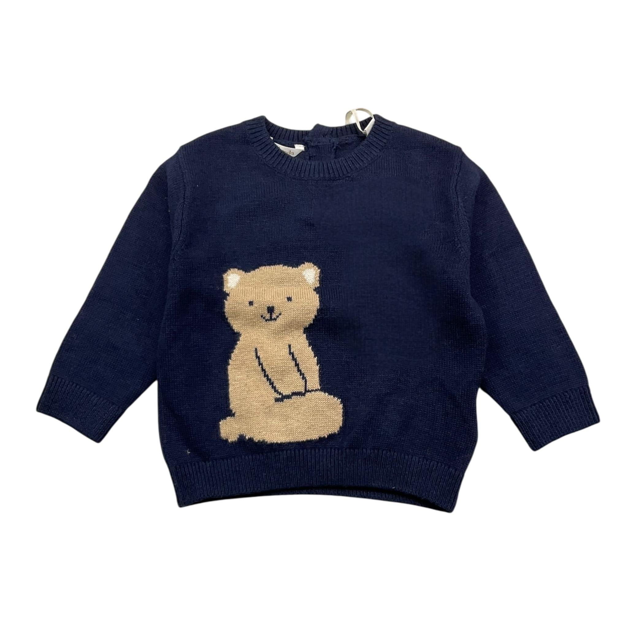 MINI BANDA maglia tinta unita girocollo con stampa Blu per Neonato 37604 BLU MINI BANDA 