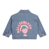 Billieblush Baby Girl Solid Color Denim Jacket With Light Blue Print