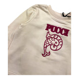 EMILIO PUCCI felpa chiusa girocollo tinta unita con ricami in contrasto Panna per Neonata 170 PANNA EMILIO PUCCI 