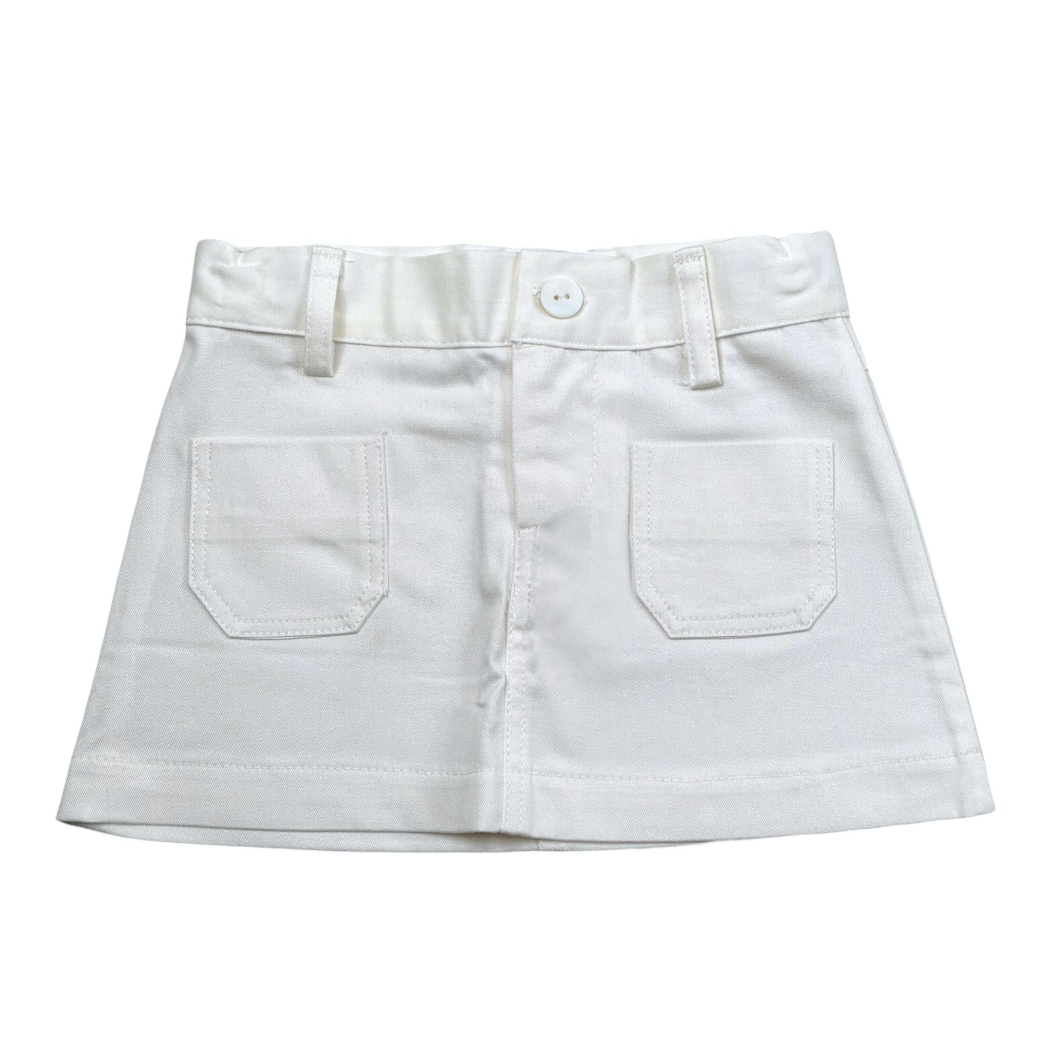 Piccola Ludo Gonna Tinta Unita con Girovita Regolabile per Bambina BS10WB043 PANNA PICCOLA LUDO 