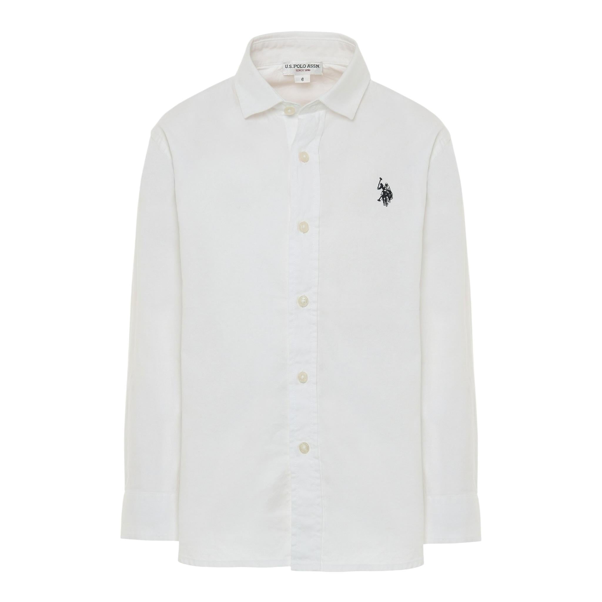 U.S. Polo Assn Camicia Manica Lunga Tinta Unita con Logo per Bambino US41504001 BIANCO U.S. POLO ASSN 