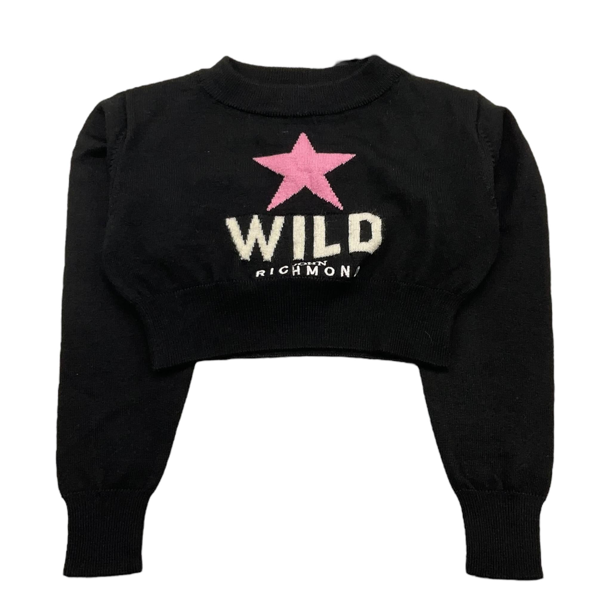 JOHN RICHMOND maglia girocollo tinta unita con stampa in contrasto Nero per Bambina RGA24106MAX NERO JOHN RICHMOND 