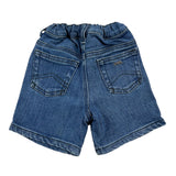 Emporio Armani Solid Color Denim Bermuda Shorts With Elastic Waistband Blue For Baby