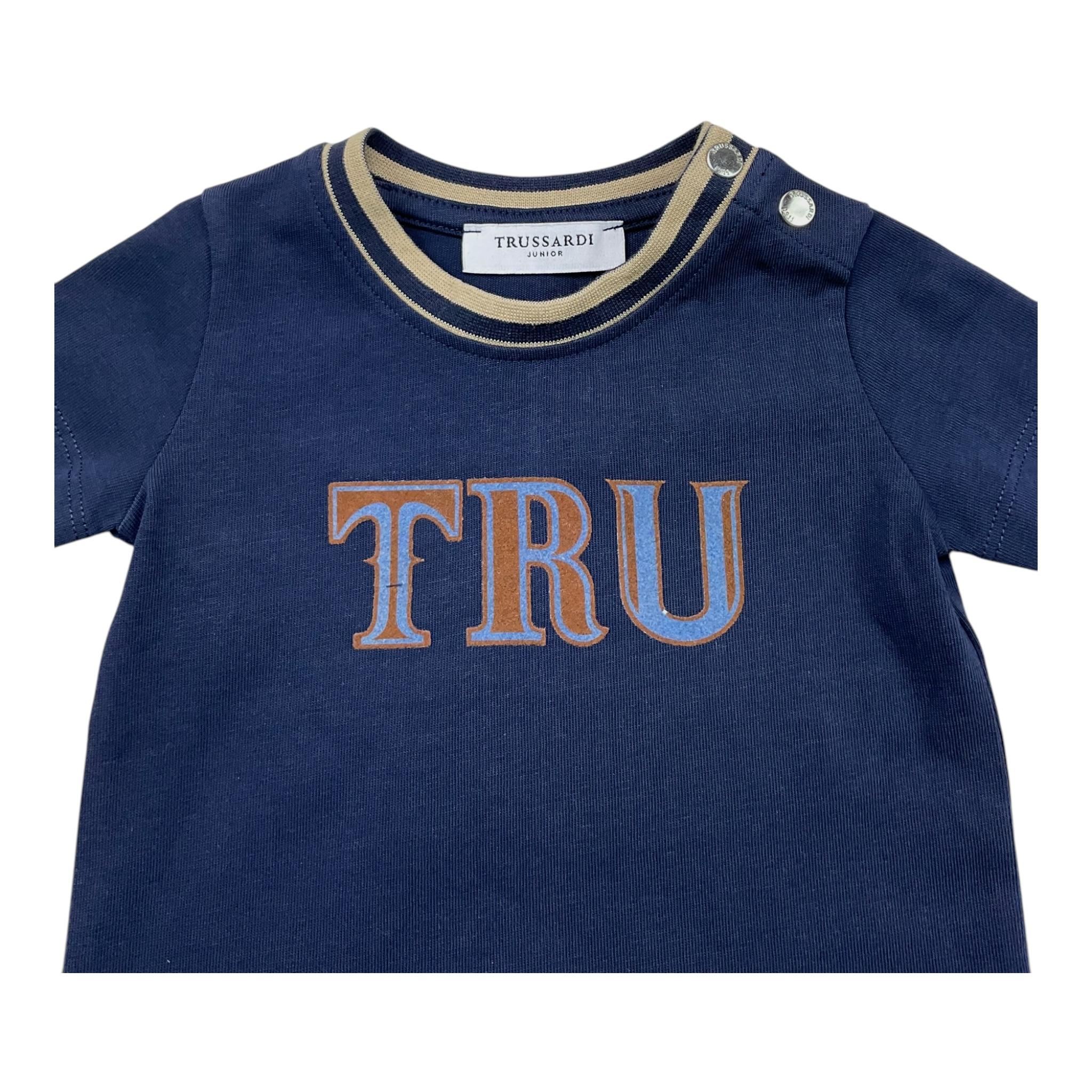 TRUSSARDI t-shirt girocollo tinta unita con stampa logo Blu per Neonato TIA25099TS BLU TRUSSARDI 