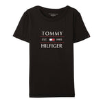 Tommy Hilfiger T-Shirt Girocollo Tinta Unita con Logo per Bambino KB0KB09538 NERO TOMMY HILFIGER 