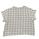 Petit Indi T-Shirt Bicolore con Fantasia A Quadri per Neonato SS25B2815 BIANCO/BEIGE PETIT INDI 