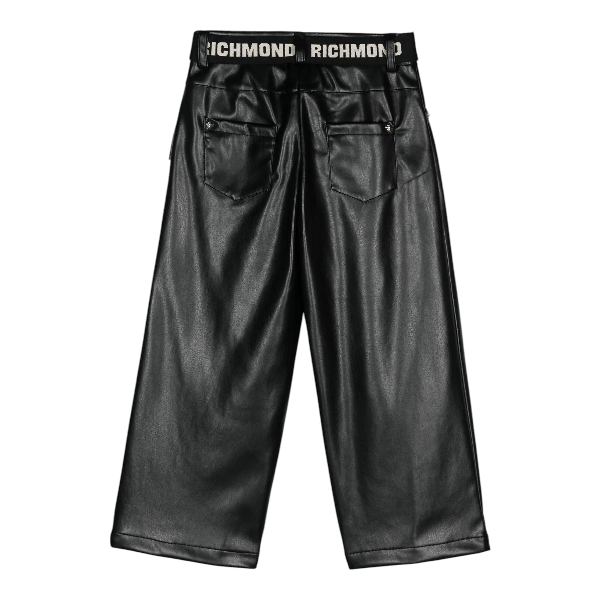 JOHN RICHMOND pantalone modello a palazzo in ecopelle con cintura Nero per Neonata RGA24021PANX NERO JOHN RICHMOND 
