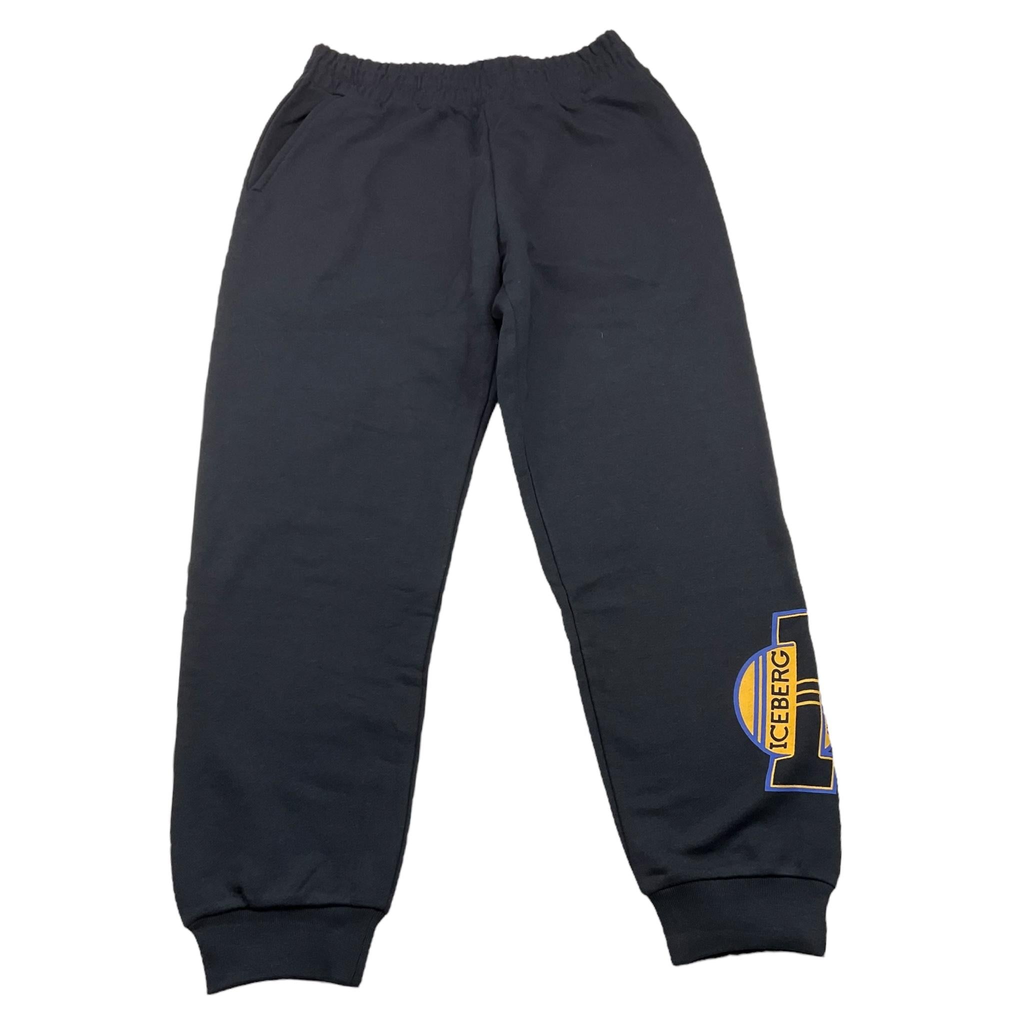 ICEBERG pantalone tuta tinta unita con stampa in contrasto Nero per Bambino PFICE5303JX NERO ICEBERG 