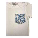Little Red Fish T-Shirt Crew Neck Solid Color With Contrast Pocket White For Newborns