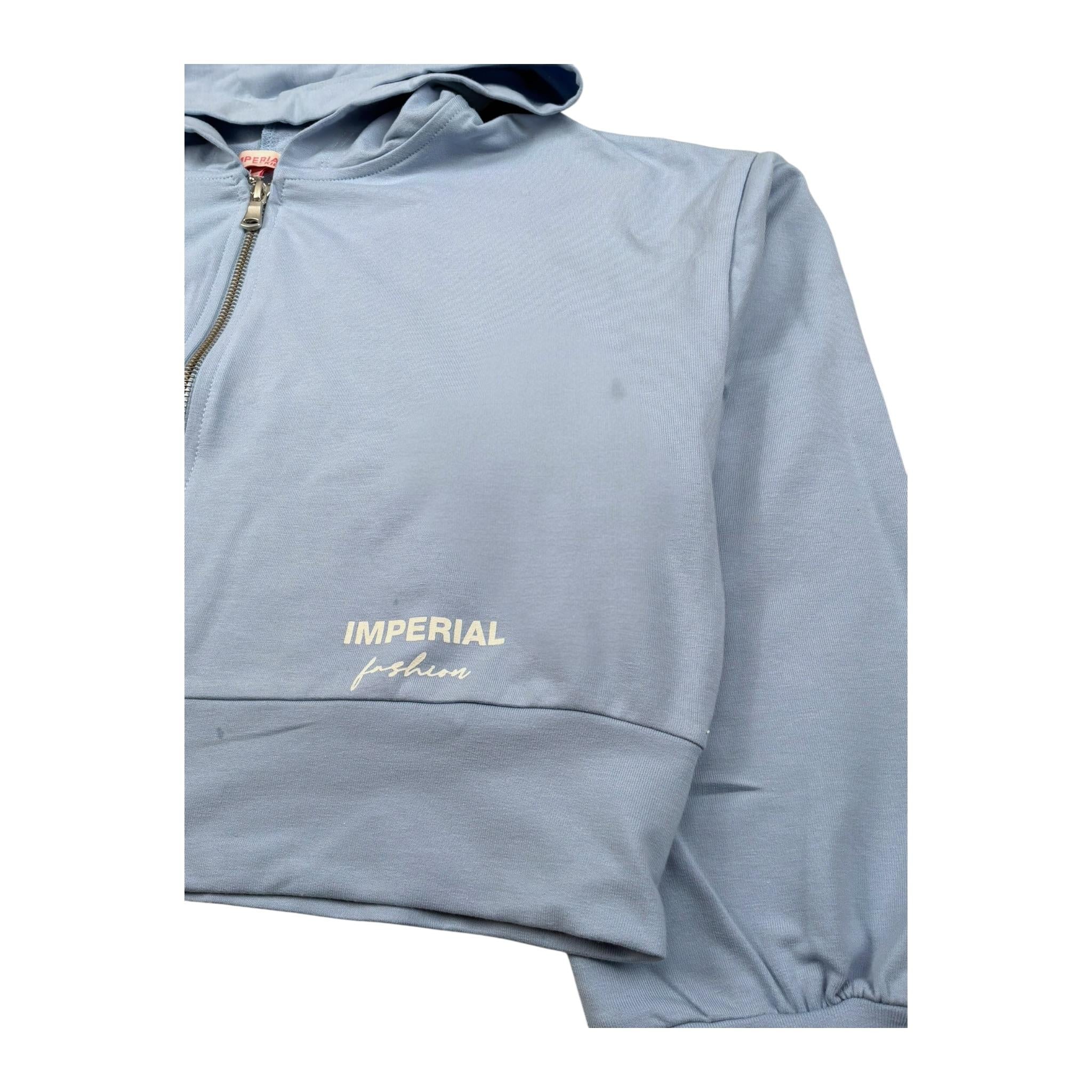 Imperial Felpa con Zip E Cappuccio Tinta Unita per Bambina LK08042G75 AZZURRO IMPERIAL 