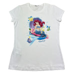 Monnalisa T-Shirt Girocollo Tinta Unita con Stampa Ariel per Bambina 113628P9 BIANCO MONNALISA 