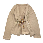 @MADILLY cardigan tinta unita con cintura Sabbia per Bambina 01925 SABBIA @MADILLY 