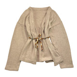 @MADILLY cardigan tinta unita con cintura Sabbia per Bambina 01925 SABBIA @MADILLY 