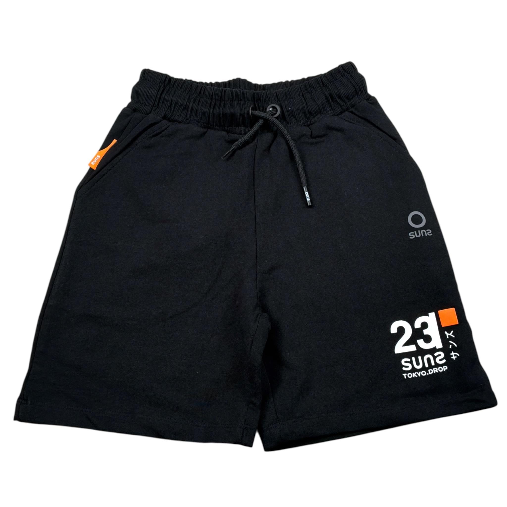 Suns Bermuda tinta unita con Elastico In Vita Nero per Bambino BFS5104U NERO SUNS 