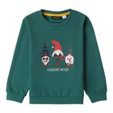 MINI BANDA felpa girocollo tinta unita con stampa gnomi Verde per Neonato 0A151 VERDE MINI BANDA 