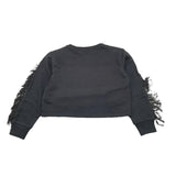 BALMAIN felpa tinta unita con frange Nero per Bambina BV4A30 NERO BALMAIN 