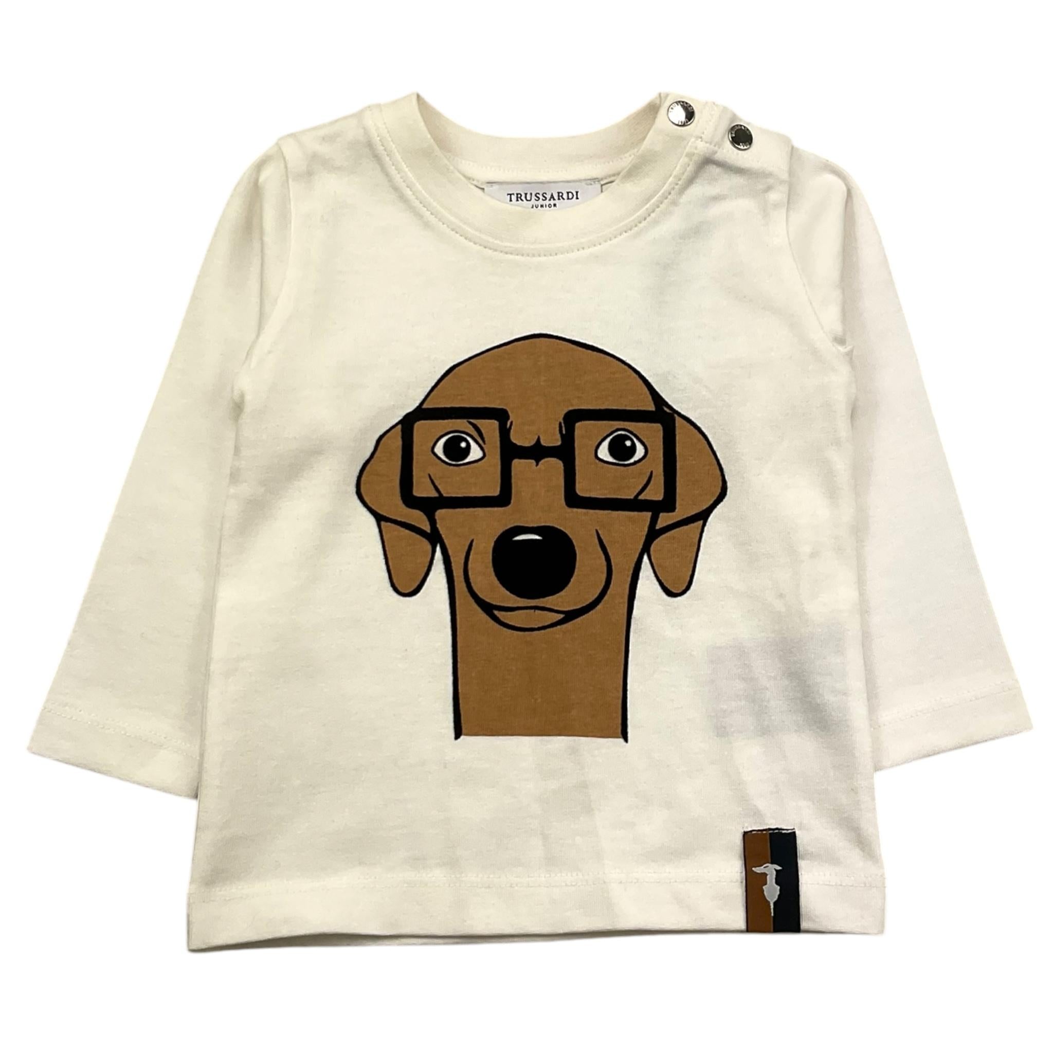 TRUSSARDI shirt girocollo tinta unita con stampa cane Bianco per Neonato TIA25073TS BIANCO TRUSSARDI 