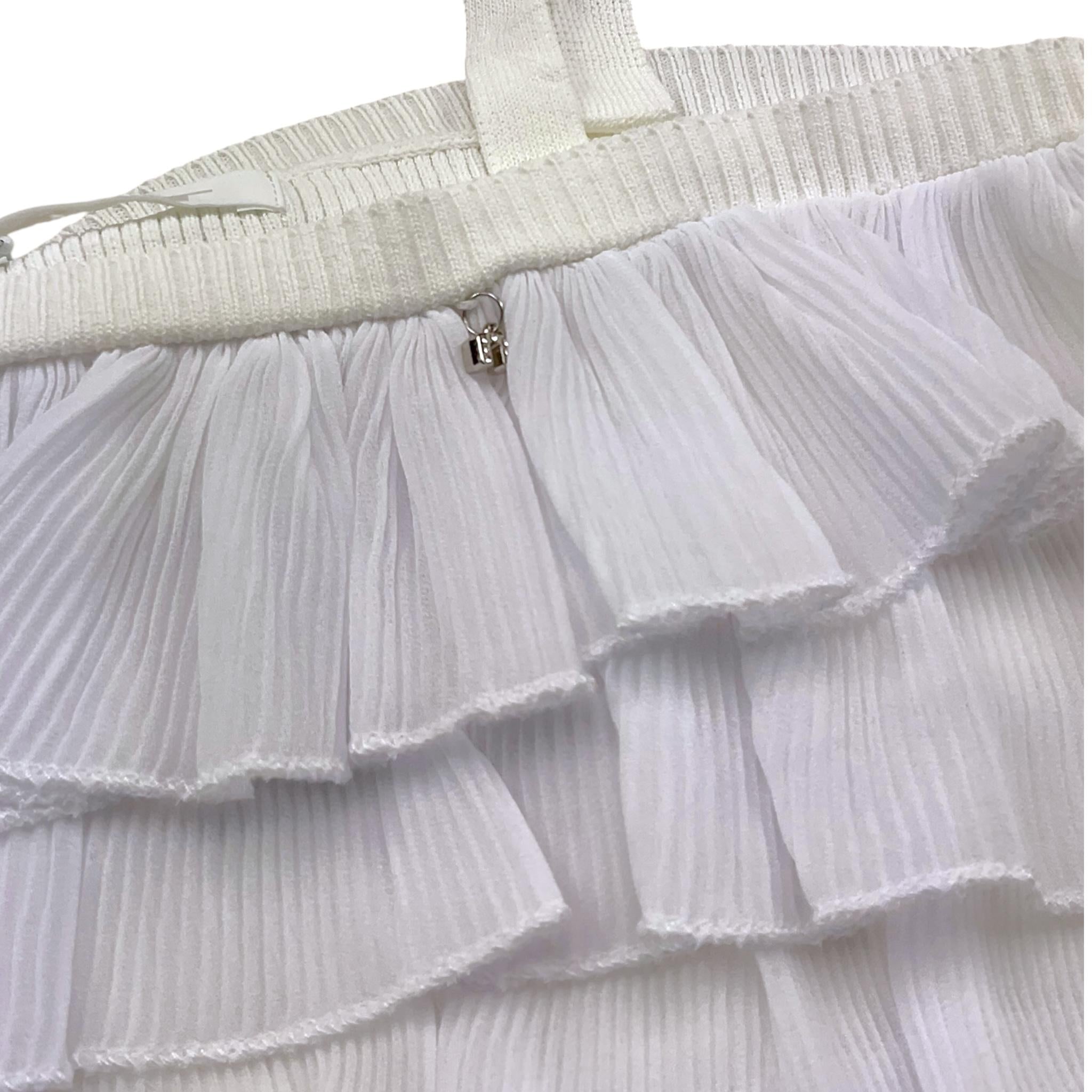 Met Top Tinta Unita con Rouches per Bambina ME291 BIANCO MET 