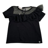 Please T-Shirt Tinta Unita Velata per Bambina MB30032G73X NERO PLEASE 