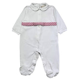 Lalalu' Long Sleeve Onesie Solid Color With Contrasting Strap White For Newborn