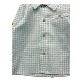 Babidu Long Sleeve Shirt Solid Color With Blue Check Pattern For Newborn