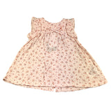 I Do Solid Color Dress With Armhole And Pink Flower Print For Baby Girl